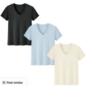 3-Pack V-Neck Tee Set in Black, Light Blue, and Cream